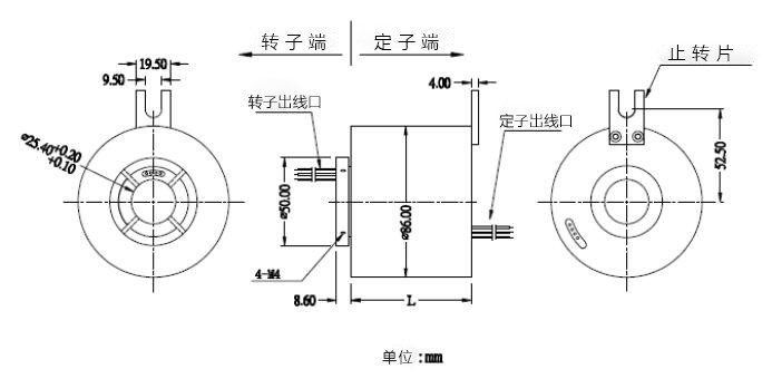 BTH2586混合电流过孔中空式滑环结构图