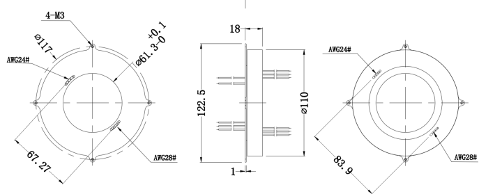 BTP61123盘式内外径定制导电环图纸