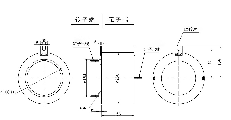 BTH166250大孔径过孔导电滑环内部结构图